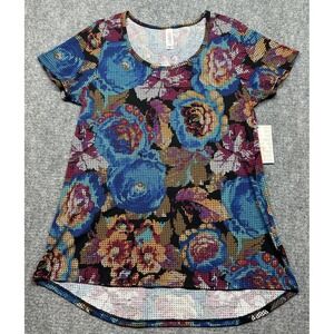 LulaRoe Classic T-Shirt Womens XS Multicolor Floral Round Neck Short Sleeve New